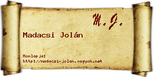 Madacsi Jolán névjegykártya