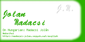 jolan madacsi business card